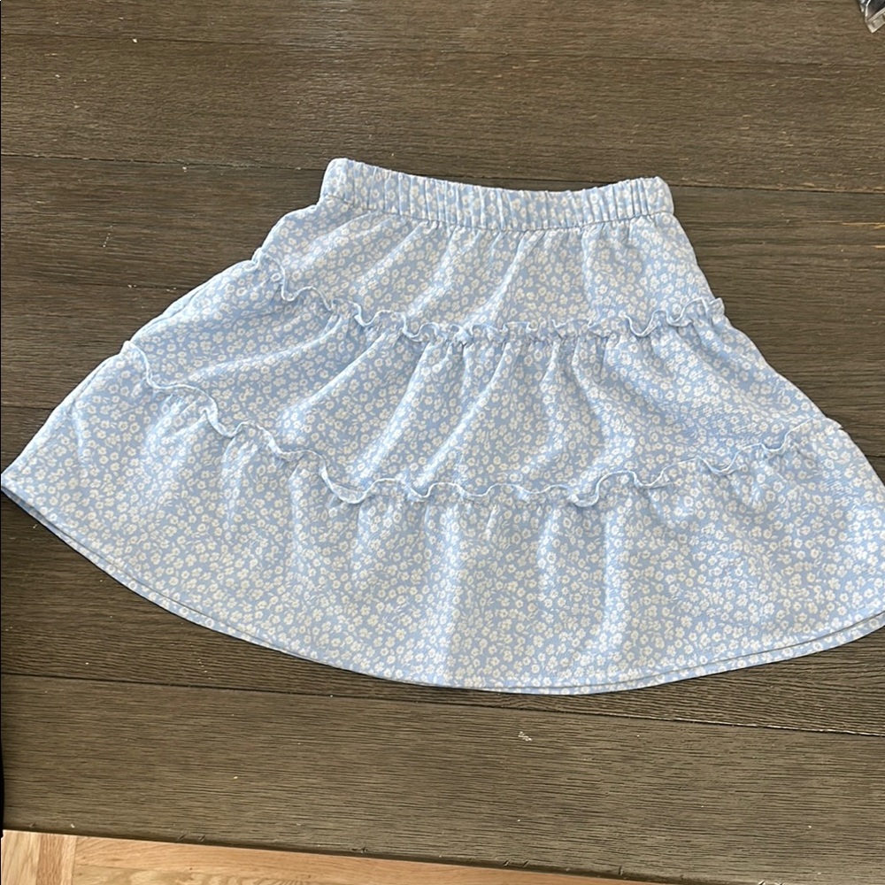 H&M Blue Floral Ruffle Mini Skirt